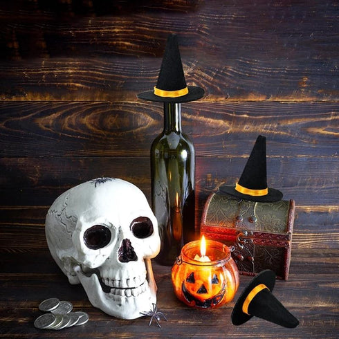 6pcs Small Witch Hats for Crafts Mini Witch Hats for Crafts Little Witches Hats Bulk Miniture Tiny Wizard Hat Felt Doll Witch Hat for Wine Bottle ...