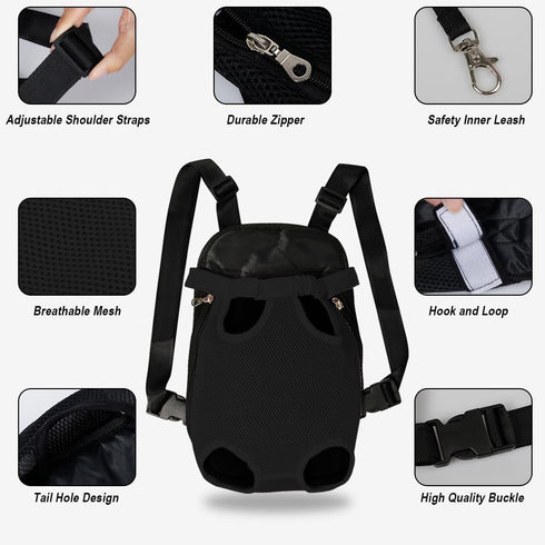 FEimaX Dog Carrier Backpack Pet Legs Out Front Cat Travel Bag, Adjustable Puppy Backpacks Carriers Hands-Free for Small Medium Dogs Cats Hiking Tr...
