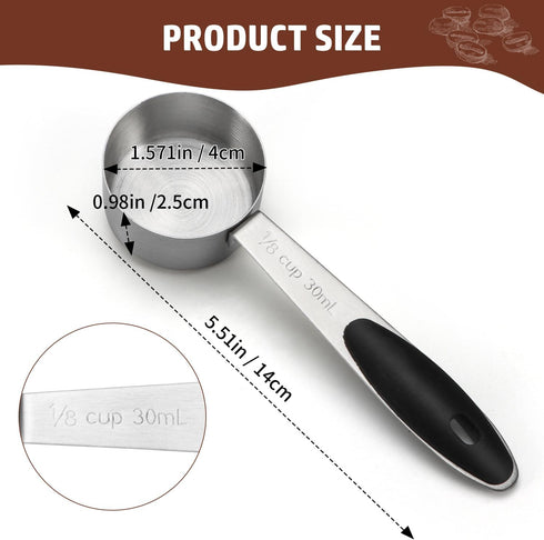 1/8 Cup(2 Tbsp/30 ml/30 cc/1 oz) Measuring Cup, Small Measuring Cup Measuring Scoop,Stainless Steel Coffee Measuring Scoop,Single Metal Coffee Sco...