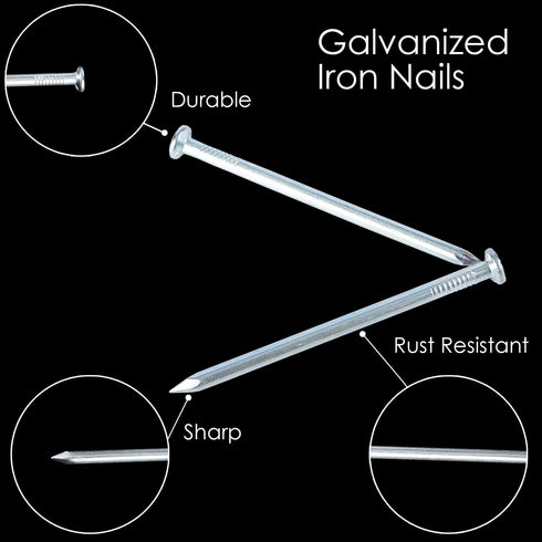 722pcs Hardware Nails, 6 Sizes Nails Assortment Kit, Nails for Hanging Pictures Picture Hanging Kit Nails for Wall Drywall Wood Up to 3"-Long Galv...