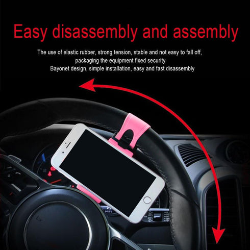 Car Steering Wheel Phone Mount, Steering Wheel Smartphone Mount, Portable Steering Wheel Phone Holder Mount Clip Fit for IPhone14/13/12/11 Pro Max...