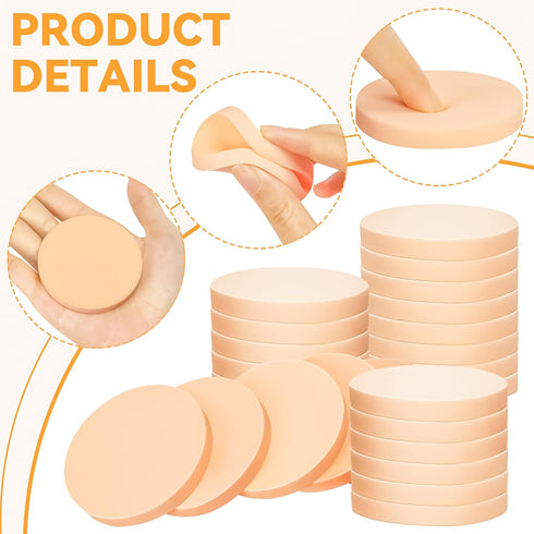 MotBach 60 PCS Nude Round Makeup Sponge, Cosmetic Sponge Round Foam Pad Eye Facial Powder Puff, Beauty Makeup Foundation Powder Blender for Women ...