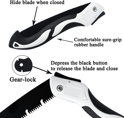Folding Pruning Hand Saw 10 Inch Blades with SK5 Steel Blade for Tree Trimming, Camping, Gardening, Hunting, Cutting Wood, PVC, Bone with Ergonomi...