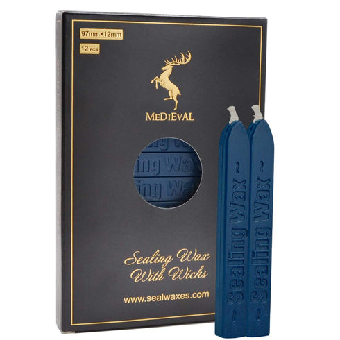 TELOSMA Navy Blue Sealing Wax Candle - Sealing Wax with Wick, Homemade Wax Seals for Wedding or Event Party Invitation,Thanks Giving Card, Christm...
