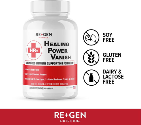 Herp Rescue Healing Power Vanish, Immune Support for Women, Mushroom Supplement, Pure Shiitake Mushroom, Beta Glucan, Red Marine Algae, 60 Capsule...