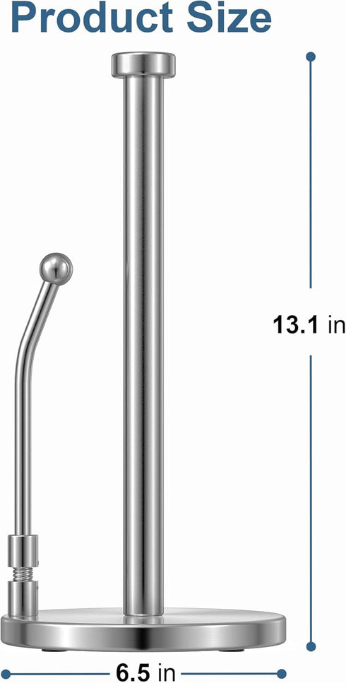 SMARTAKE Paper Towel Holder, Paper Towel Dispenser Standing Weighted Base Non Slip, Spring Arm for Easy Tear, Stainless Steel Paper Towel Holder f...