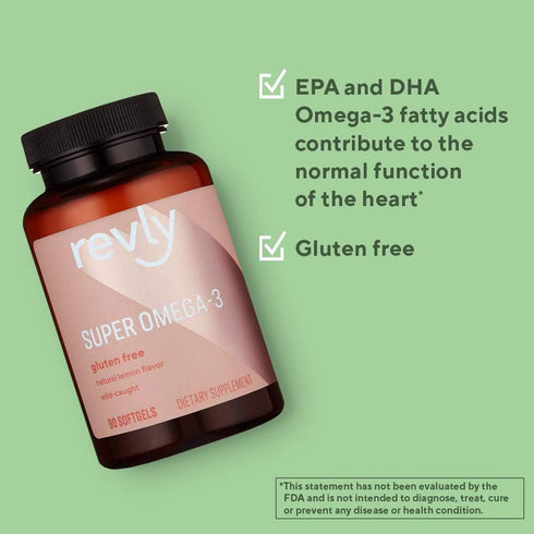 Amazon Brand - Revly Super Omega-3 Wild-Caught Fish Oil with Natural Lemon Flavor - EPA, DHA Omega 3-Fatty Acids - 90 Softgels (1280 mg per servin...
