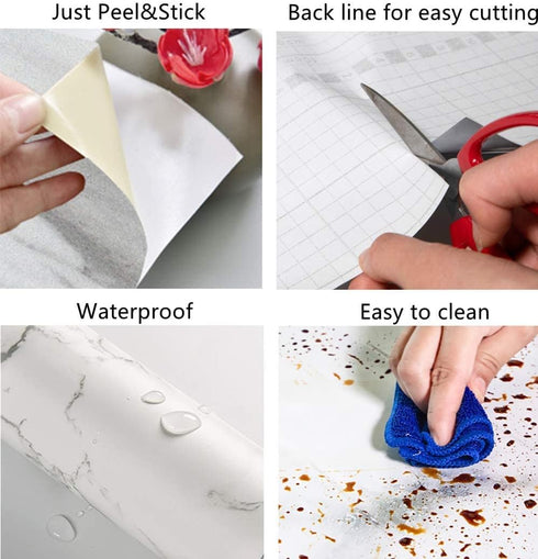 Blue Stone Adhesive Marble Paper Granite Look Marble Effect Gloss Vinyl Peel and Stick Countertops Covering Sticker Sheet Roll 15.8inch by 79inch ...