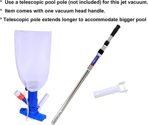 Pool Spa Jet Vacuum Cleaner w/Brush for Frame above Ground/Inflatable Pools, Spa, Hot Tub Vacuuming, Use Water Pressure from Garden Hose to Vacuum...