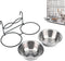 Anti-Slip Dog Bowls, 2 Pack Stainless Steel Dog Bowl Hanging on Cage, Pet Water and Food Bowls for Cats and Dogs, Dry and Wet Foods, with Non-Slip...
