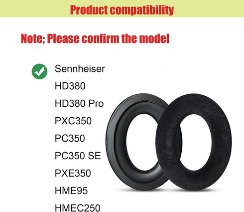 HD380 HD380Pro PXC350 PC350 PC350SE PXE350 HME95 HMEC250 Ear Pad Replacement Ear Pads are Compatible with Sennheiser HD380 HD380Pro PXC350 PC350SE...