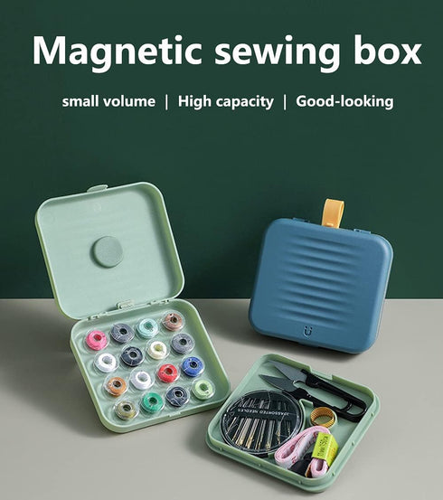?Latest Models?Portable Travel Home Small Magnetic Sewing Box, Mini Sewing Kits Storage-Box, Beginners DIY Sewing Thread Needle Threader Scissors ...