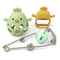 Baby Sensory 4-Piece Toy Set: Hollow Hand-Gripping Chicken Teether, Teething Mitten, Rattle Ball, and Anti-Drop Toy Strap (Green/Mango)...
