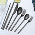 MURRI&MURRDI 8 Pieces Portable Reusable Cutlery Set,Travel Utensils Set with Case, Stainless Steel Flatware Set Including Knife Fork Spoon Chopsti...