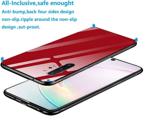 Designed for Samsung Note 10 Plus Cases with Tempered Glass Quality Back+TPU Frame Hybrid Shell,Slim Covers,Anti-Drop, Red...