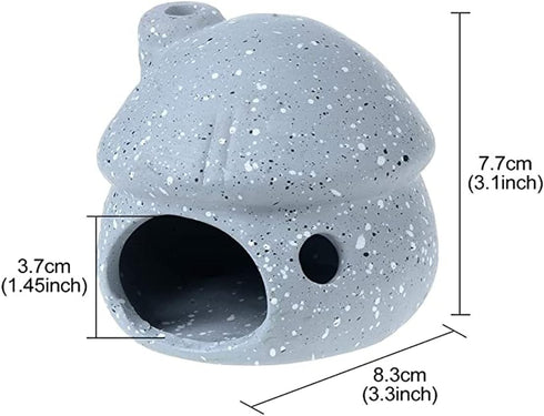 AnRui Aquarium Decorations Ceramic Mushroom House Landscape Aquatic Hideaway Cave Decor Cute Fish Tank Ornament Accessories for Young Shrimp,Short...