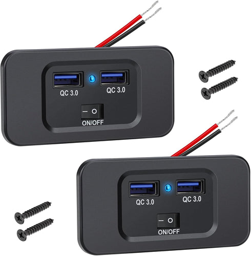 12V RV USB Outlet, Dual USB Quick Charge 3.0 Port Charger Socket, 12V USB Outlet with LED Indicator and Power Switch for ATV Car Boat Marine Truck...