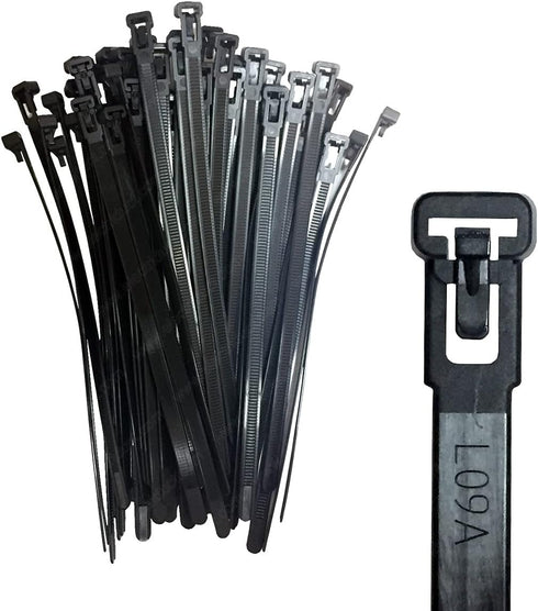 Electriduct 12" Nylon Reusable Releasable Cable Ties - 50 lbs - 100 Pack - Black...