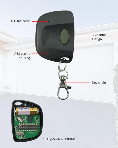 3 Pack Keychain Remote Control Linear Multi-Code 300MHz 3089 3060 3070 4120 Mini Garage Opener Remote with 10 Position Dip Switches...