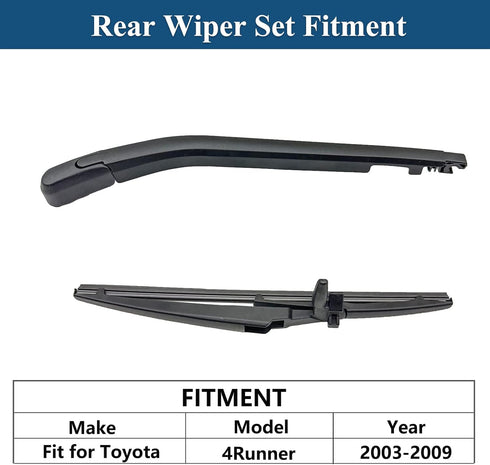 Rear Wiper Arm Blade Set Replacement for Toyota 4Runner 2003-2009, Rear Windshield Wiper for Back Windshield Window - 8524235020, 8524235021, 8529...