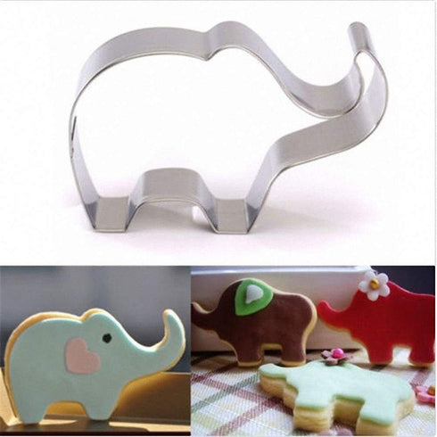 6Pcs/Set Elephant Silicone Molds & Stainless Steel Cookie Cutters for Baby Shower, Elephant Fondant Gum Paste Cake Topper Decoration Tools Boy Gir...