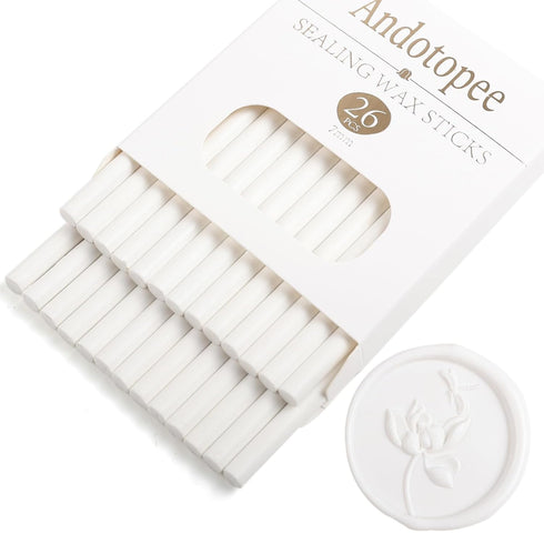 White Wax Seal Sticks 26pcs, Andotopee Glue Gun Wax Seal Sticks for Wax Seal Stamp, Premium Sealing Wax for Envelope Letter Seal Wedding Invation ...