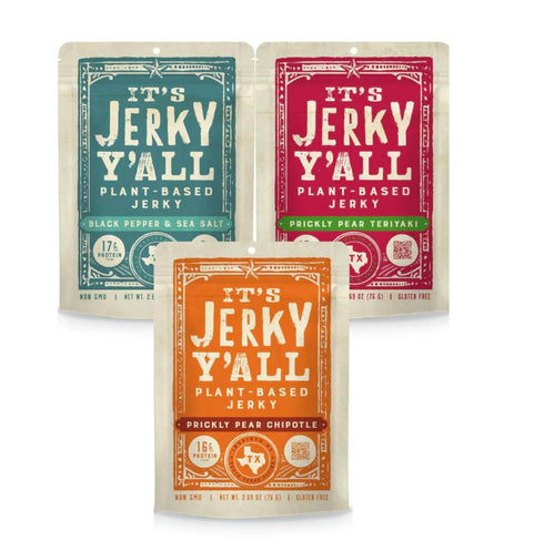 It's Jerky Y'all Plant Based Jerky Variety Pack | Beyond Tender and Tasty Vegan Snacks | Non-GMO, Gluten Free, Vegetarian (3 Pack)...