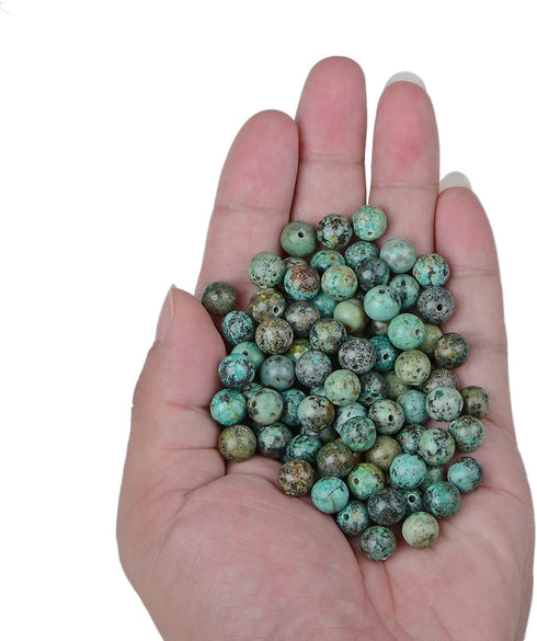 Bymitel 140Pcs Natural Crystal Beads Stone Gemstone Round Energy Healing Loose Beads with Stretch Cord for Jewelry Making Bracelets Anklets (Afric...