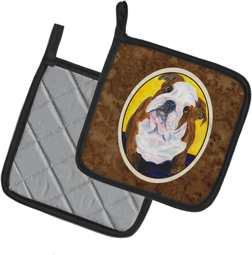 Caroline's Treasures SS8415PTHD English Bulldog Pair of Pot Holders Kitchen Heat Resistant Pot Holders Sets Oven Hot Pads for Cooking Baking BBQ, ...