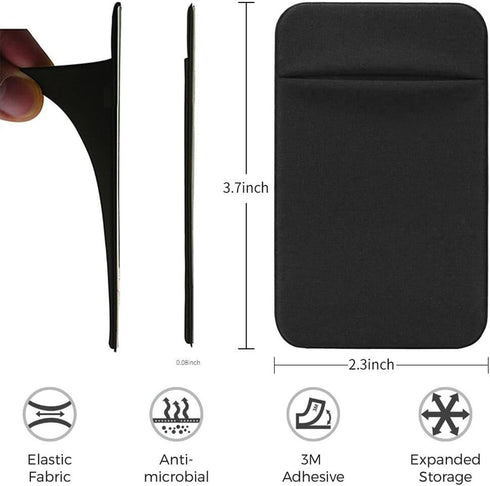 3Pack Adhesive Phone Pocket,Cell Phone Stick On Card Wallet,Credit Cards/ID Card Holder(Double Secure) with Self Sticker for Back of iPhone,Androi...