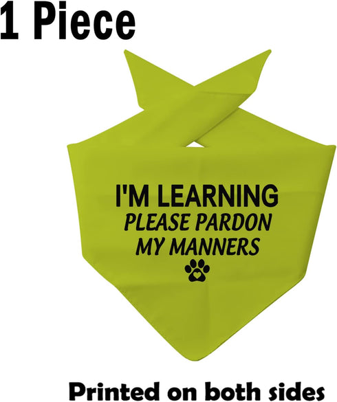 1 Piece Resue I'm Learning Please Pardon My Manners Dog Bandana Give Space Rescue Dog Bandana Pardon Dog Scarf (I'm Learning D)...
