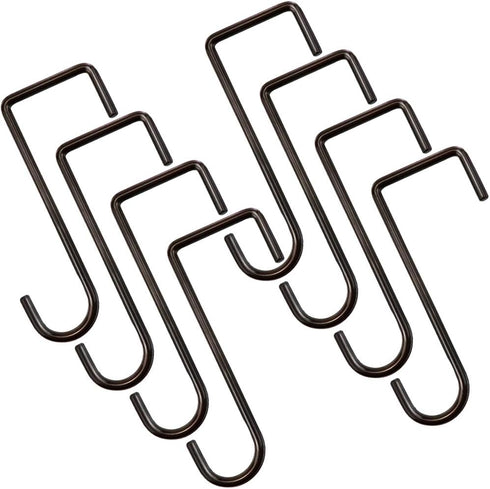 HiGift 8 Pack Vinly Fence Hooks, 2 x 6 inch Patio Brown Powder Coated Steel Fence Hangers for Hanging Plants, Planters, Bird Feeders, Lights...