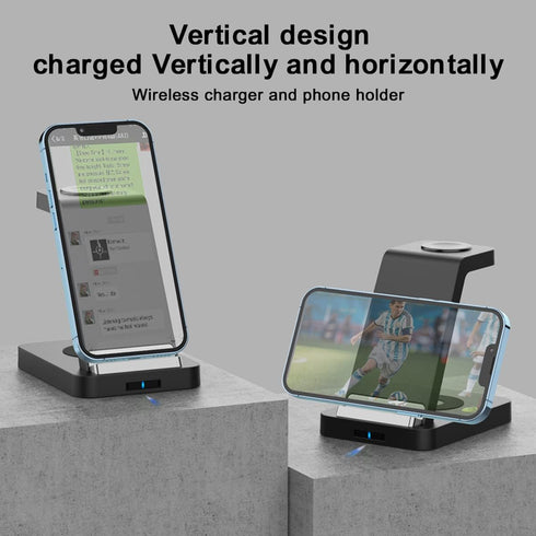 3 in 1 15W Dual Coils Wireless Charging Station, Compatible with iPhone 15/14//13/12/11/X/8 Series,Watch Series 8/7/6/SE/5/4,AirPods 3/2/Pro,and A...