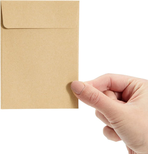 Juvale 100 Pack Small Seed Saving Envelopes - 4.5x3.25 Self Adhesive Blank Packets for Coins, Stamps, Mini Parts Storage (Brown)...
