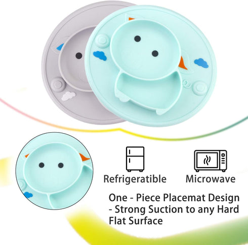 Baby Silicone Plate, Toddler Suction Plates Mini Plate Placemat for Kids and Infants Self Feeding, BPA Free, Microwave & Dishwasher Safe (Gray)...
