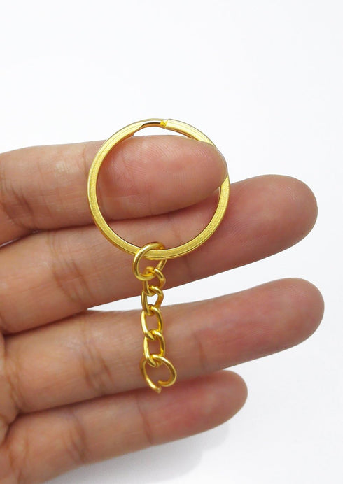 yueton Pack of 100 25mm/0.98" Metal Split Key Ring with Chain...