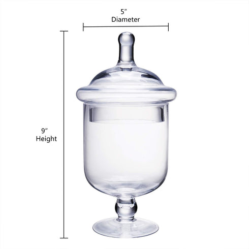 Glass Apothecary Jars with Lids for Candy Buffet - Apothecary Jars for Bathroom, Candy Bar, Kitchen, (Height: 9" Body: 5")...