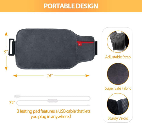 USB Heating Pad for Back Pain Relief, Electric Heated Back Brace with 3 Heat Settings & Auto-Off for Lower Back, Lumbar, Sciatica, Back Heat Suppo...