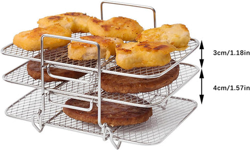 3 Layers Dehydrator Rack Accesories, Air Fryer Rack Stainless Steel Compatible with Instant Pot Vortex, Pressure Cooker Grill Rack for Ninja Foodi...