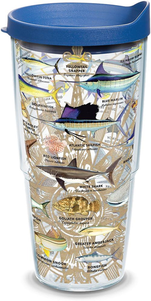 Tervis Guy Harvey Charts Made in USA Double Walled Insulated Tumbler Travel Cup Keeps Drinks Cold & Hot, 24oz Legacy, Classic...