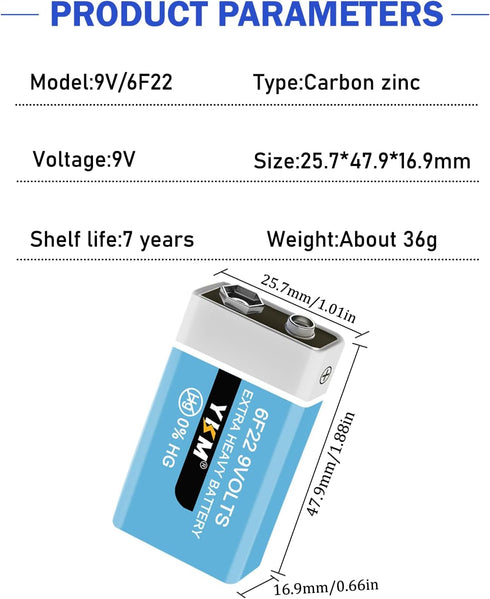 9V Battery for Smoke Detector Smoke Alarm Guitar Garage Door Opener Fire Alarm 9 Volt Batteries 12 Pack...