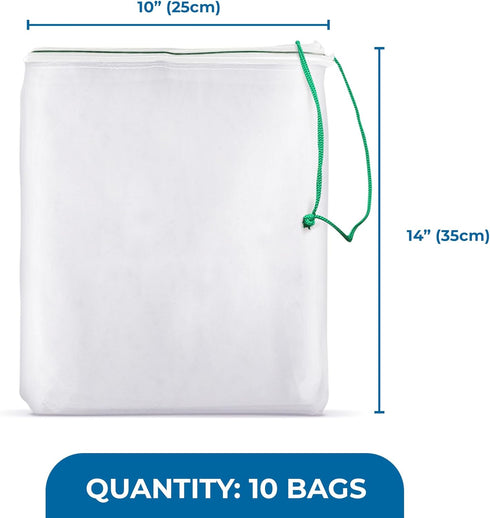 SunGrow Media Filter Bags, White Mesh Nylon Pouch for Holding Aquarium Active Carbon, Bio Rings, Lavender, Spices, Dried Flowers, 10 Pcs per Pack...
