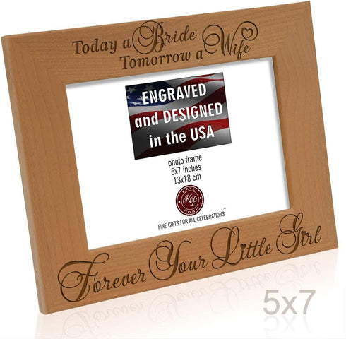 KATE POSH Natural Wood Picture Frame - Engraved (5x7-Horizontal) - Mother of The Bride Gifts, Father of The Bride Gifts...