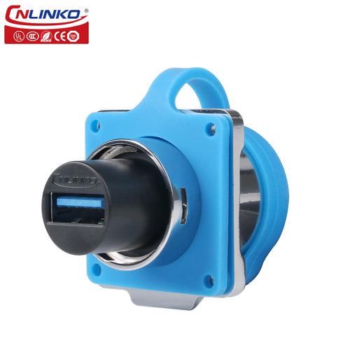 CNLINKO LP-24 USB3.0 Connector Set,Type A Female?Male Plug with 20 Inches Cable, Panel Mount Receptacles Socket IP68 Data Waterproof Connector M24...