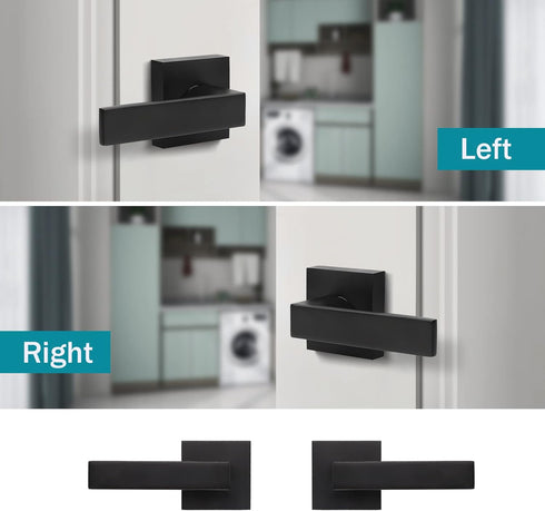 home improvement direct No Lock Dummy Door Lever, Single Sided Door Handle without Lock for Interior Use, Non-Turning Matte Black Suqare Heavy Dut...