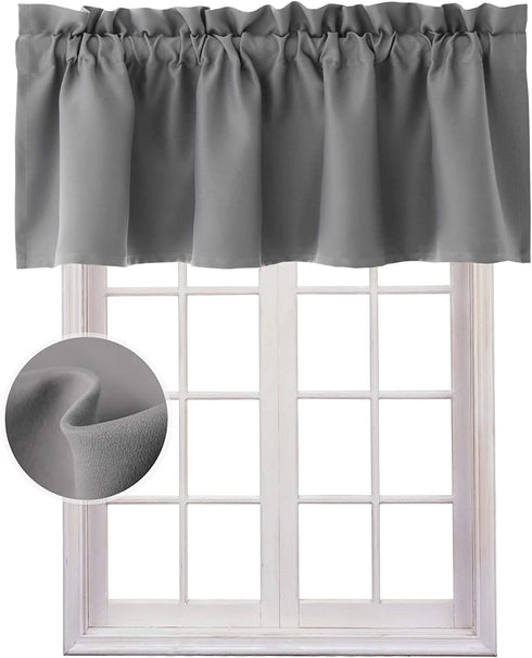 Hiasan Valance Curtains for Kitchen Blackout Thermal Insulated Solid Window Curtain Valance, Grey, 42 x 18 Inches, 1 Panel...
