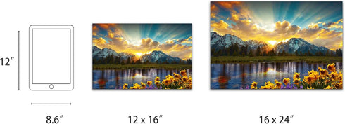 SKASNFAI Grand Teton National Park Wall Art Sunflower Landscape Canvas Mountain Artwork Landscape Print for Living Room Framed (12x16 inch)...