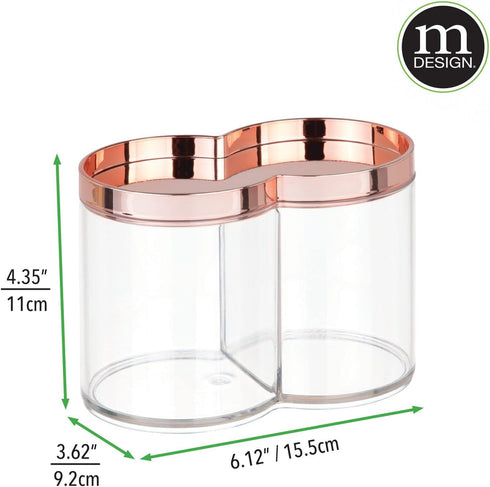 mDesign Plastic Canister Jar Organizer Set with Storage Lid - Home Decor Holder for Bathroom/Restroom Vanity Countertop, Cabinet - Holds Cotton Ba...