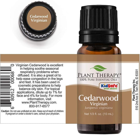 Plant Therapy Cedarwood Virginian Essential Oil 10 ml (1/3 oz) 100% Pure, Undiluted, Therapeutic Grade...