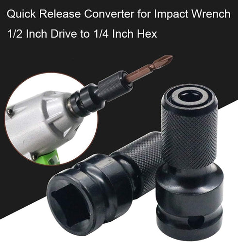 DCA 4PCS 1/2 inch Square Drive to 1/4 inch Hex Female Socket Adapter Converter Chuck Adapter for Impact Air and Electric Wrench...